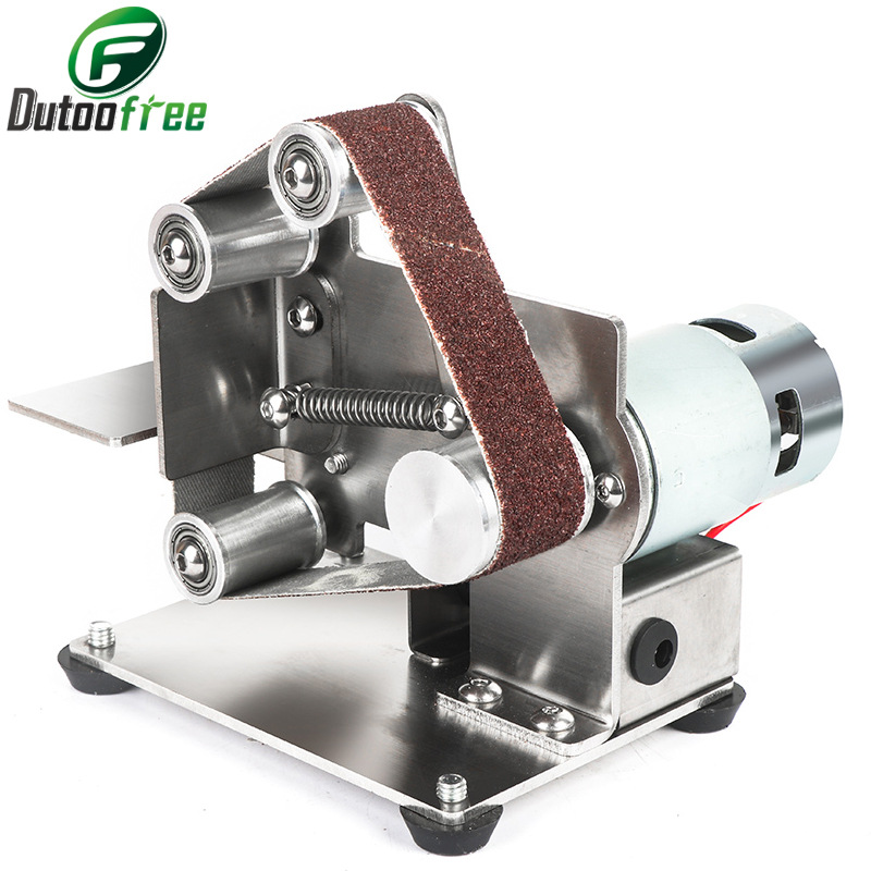 小型迷你砂带机DIY抛光机砂纸机打磨机磨刀开刃机木工台式砂带机