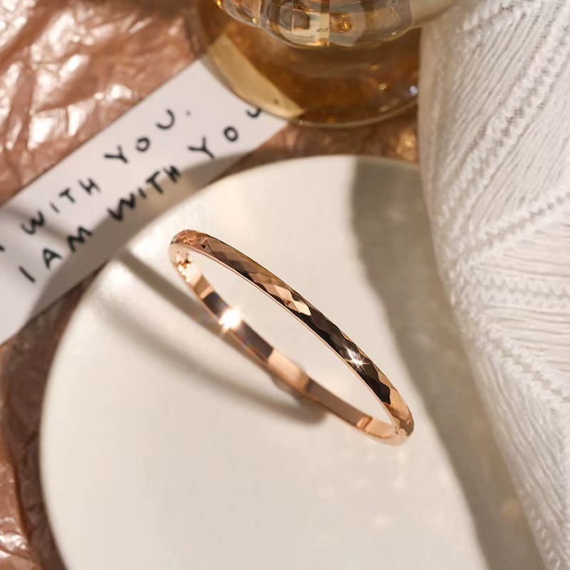 Golden women's bracelet stainless steel, zirconium, jewelry, accessory, pink gold, high-end, light luxury style