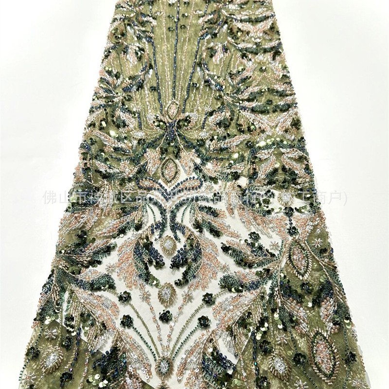 Corte europea anchoa bordada tela de malla alfombra roja vestido de cena de alta gama fiesta temática tela lujosa ligera image 4