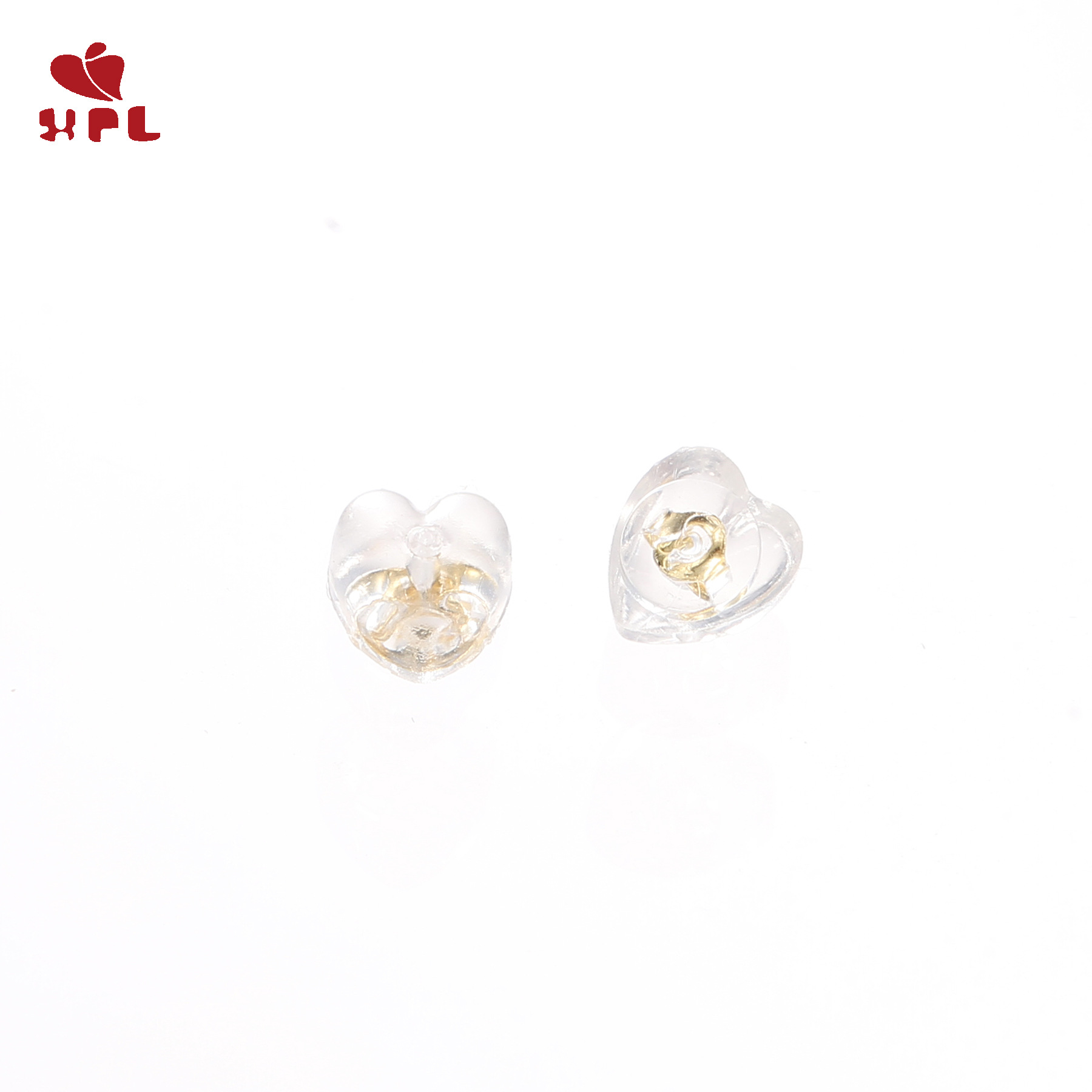 S925 plata esterlina tapones para los oídos hamburguesa en forma de corazón semicírculo transparente de silicona tapones para los oídos al por mayor DIY accesorios de plata esterlina pendientes
