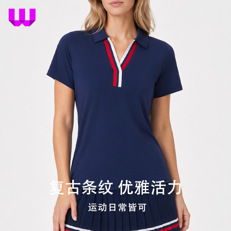 Sports T-Shirt Women's Tennis Wear Business Lapel Short-Sleeved Polo Shirt Golf Quick-Drying Breathable Top Tennis Wear Sports T-Shirt Women's Tennis Wear Business Lapel Short-Sleeved Polo Shirt Golf Quick-Drying Breathable Top Tennis Wear