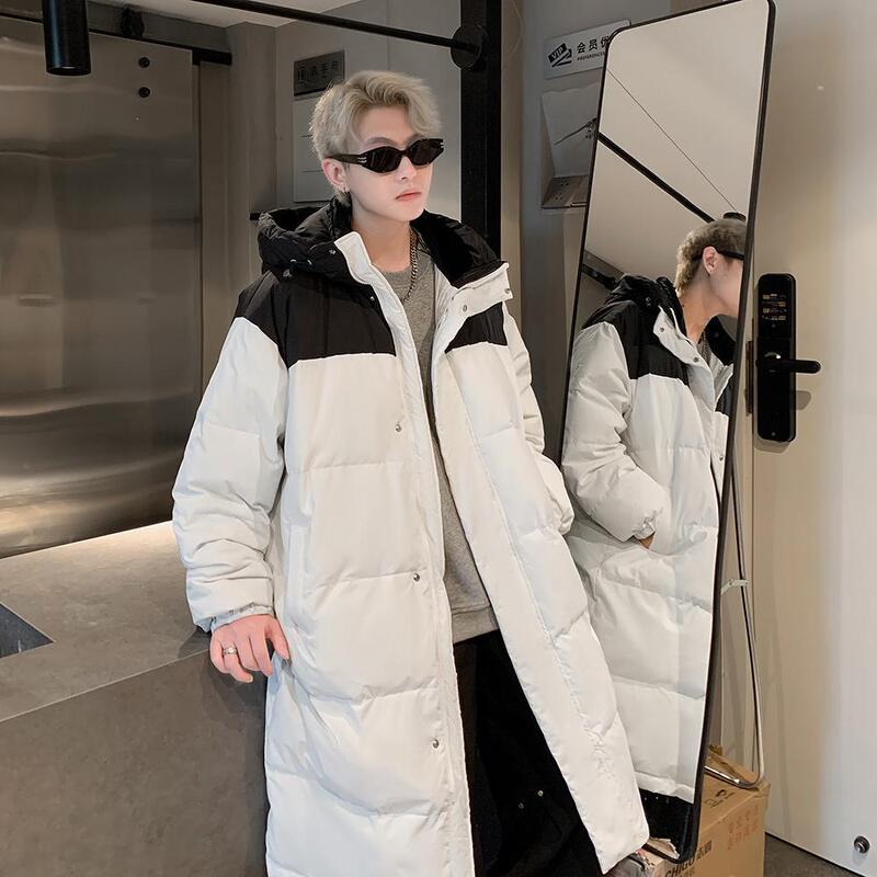 White Hooded Down Jacket Men's Winter 2024 New Loose Parker Long American Style Workwear Warm Jacket
