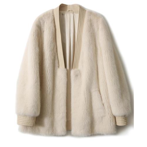 Foreign trade export relaxed and relaxed age-reducing imitation mink cardigan fur coat for women PCA464930VG