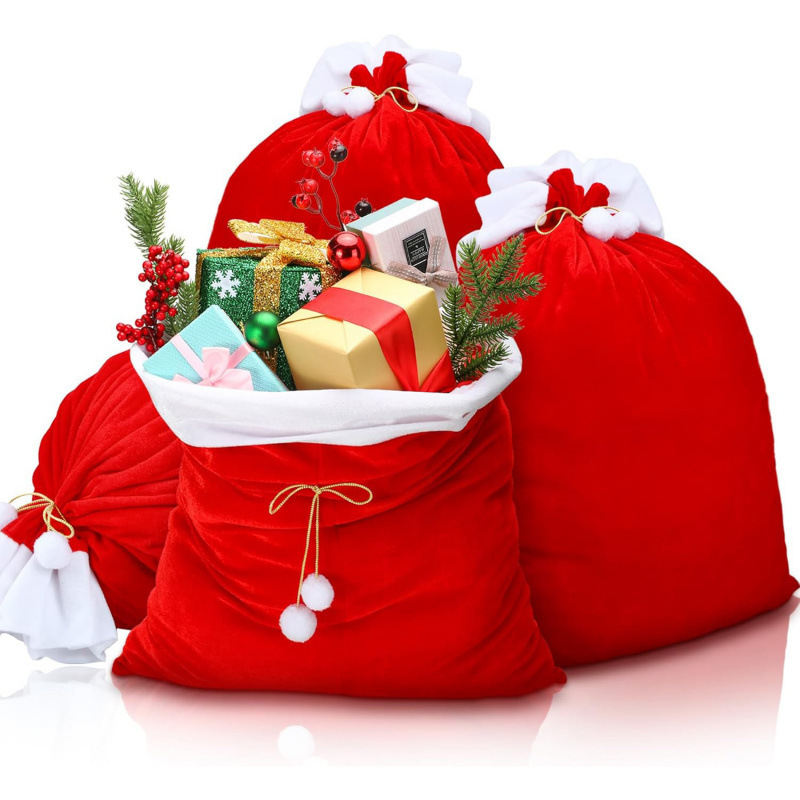 Christmas Decorations, Santa Claus Backpack Gift Bag, High-End Gold Velvet Thickened Gift Bag, Large Drawstring Candy Bag Christmas Decorations, Santa Claus Backpack Gift Bag, High-End Gold Velvet Thickened Gift Bag, Large Drawstring Candy Bag