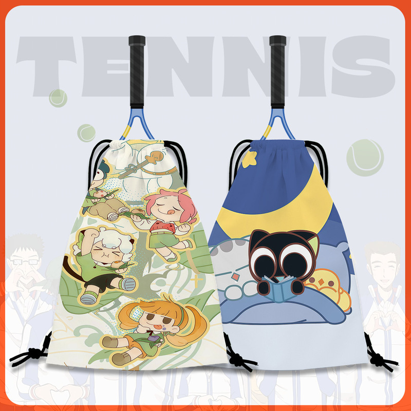 Little Black Cat Tennis Bag New Style Anime Tennis Racket Storage Bag Fashion Printed Sports Drawstring Backpack Little Black Cat Tennis Bag New Style Anime Tennis Racket Storage Bag Fashion Printed Sports Drawstring Backpack