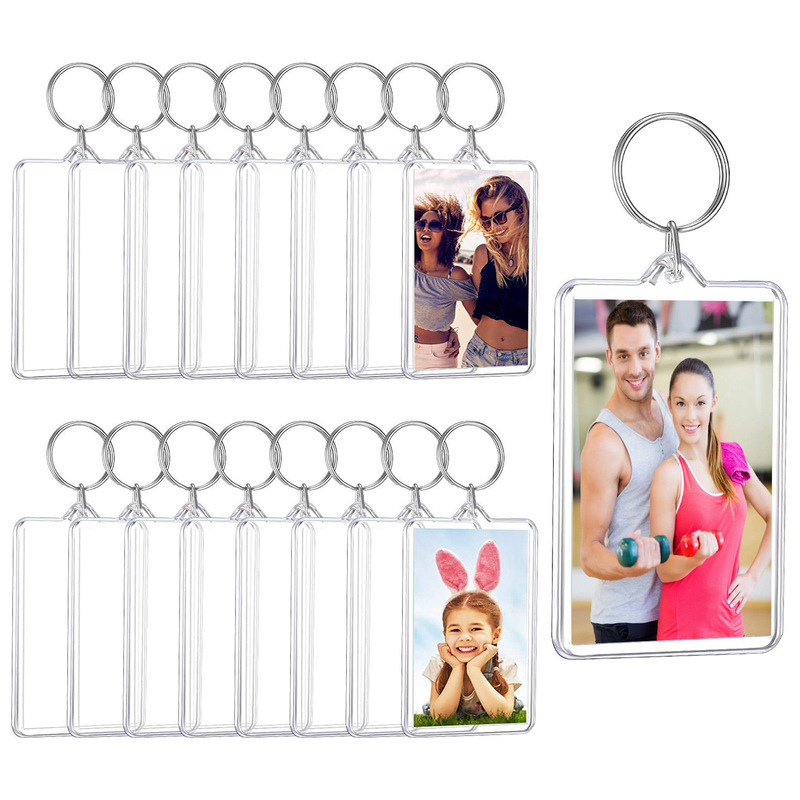 Photo frame plastic blank key chain pendant PS photo souvenir decorative buckle creative hollow DIY gift key