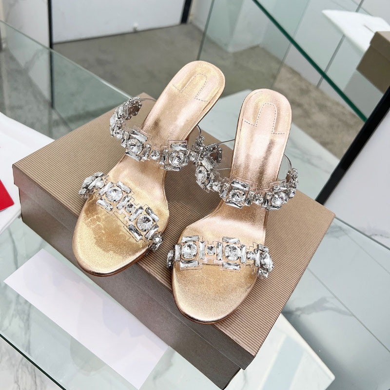 CL zapatos irregulares de tacones altos de diamante sandalias de hadas para usar 2025 nuevas sandalias de boca de pez de verano
