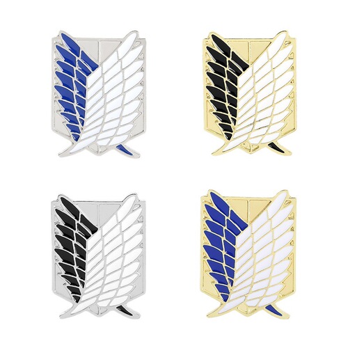 Japanese anime merchandise accessories, Attack on Titan Freedom Wing logo badge, enameled alloy brooch