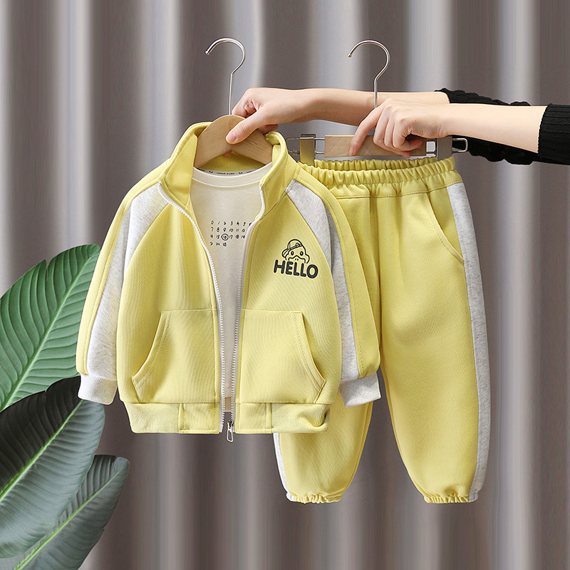 7848 Trajes de primavera para niños, uniformes de béisbol a juego de colores para niños, pantalones de dos piezas, ropa deportiva de celebridades de Internet de primavera y otoño
