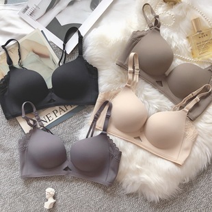 Japanese Light Kapok Glossy Thin Bra Set Seamless Push-Up Adjustable Small Breast Non-Empty Cup Intimates for Women
