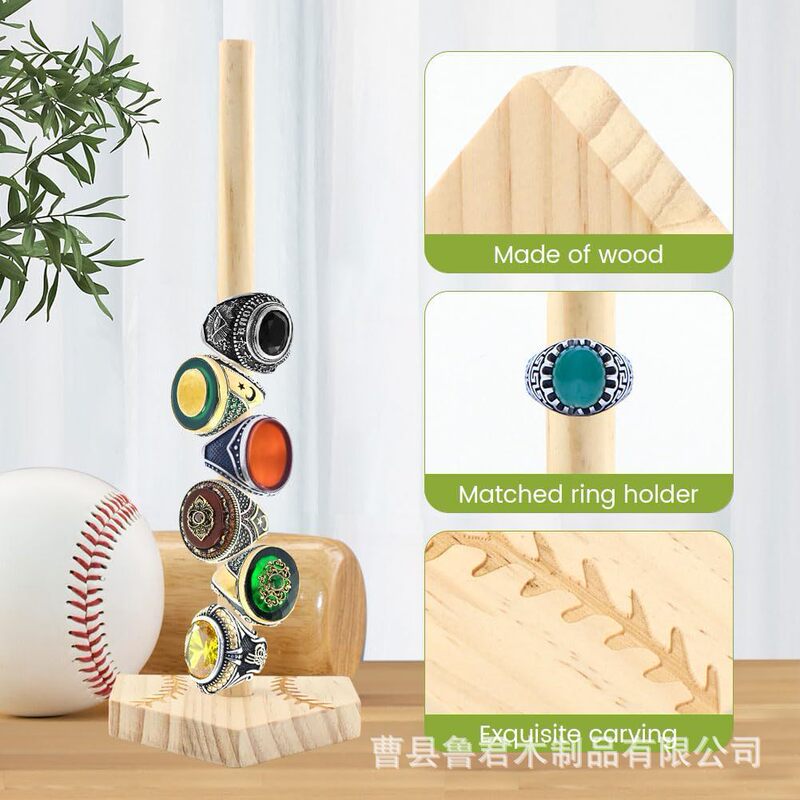 Wooden Ring Display Stand Baseball Championship Ring Stacking Rack Baseball Softball Ring Commemorative Stand Ring Display Stand