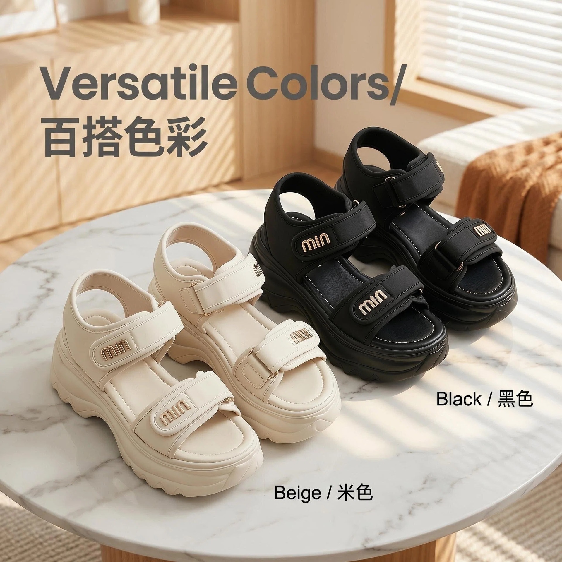 Gran tamaño 2026 sandalias de suela gruesa para mujeres de verano velcro muffin zapatos suaves no cansados pies zapatos de playa romanos sueltos suela alta