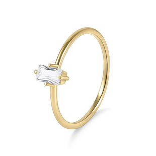 Laboratory Artificial Cultivation Diamond Personalized Simple Ring Gold Women's s925 Sterling Silver Gold Plated Finger Ring