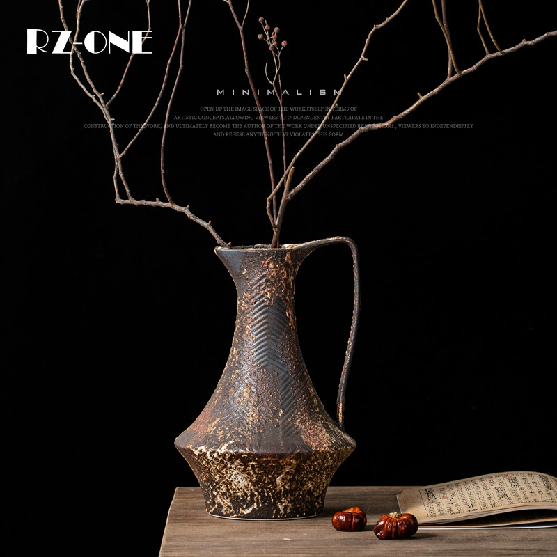 Керамическая ваза в стиле ваби-саби от Craftsman Thirteen, ретро-дизайн, для сухоцветов, декор для гостиной, оформление для отелей и гостевых домов