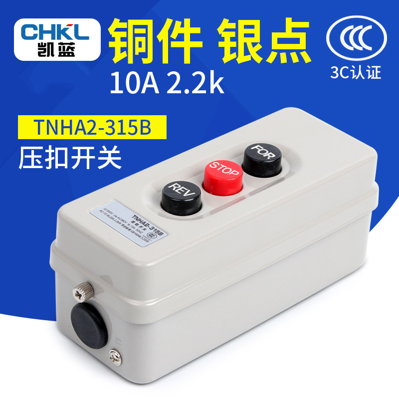 供应 压扣开关BS-315B动力押扣倒顺停互锁按钮开关启动500V 2.2KW