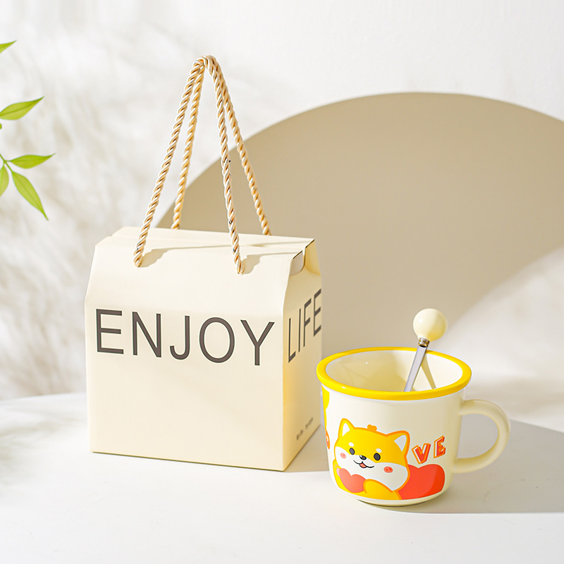 Diseño de nicho de oficina taza de agua, taza de dibujos animados, taza de marcas de animales, taza de desayuno de leche para parejas