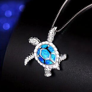 Europe and the United States best selling tortoise imitation Aobao pendant necklace cute exquisite marine tortoise opal pendant factory outlet