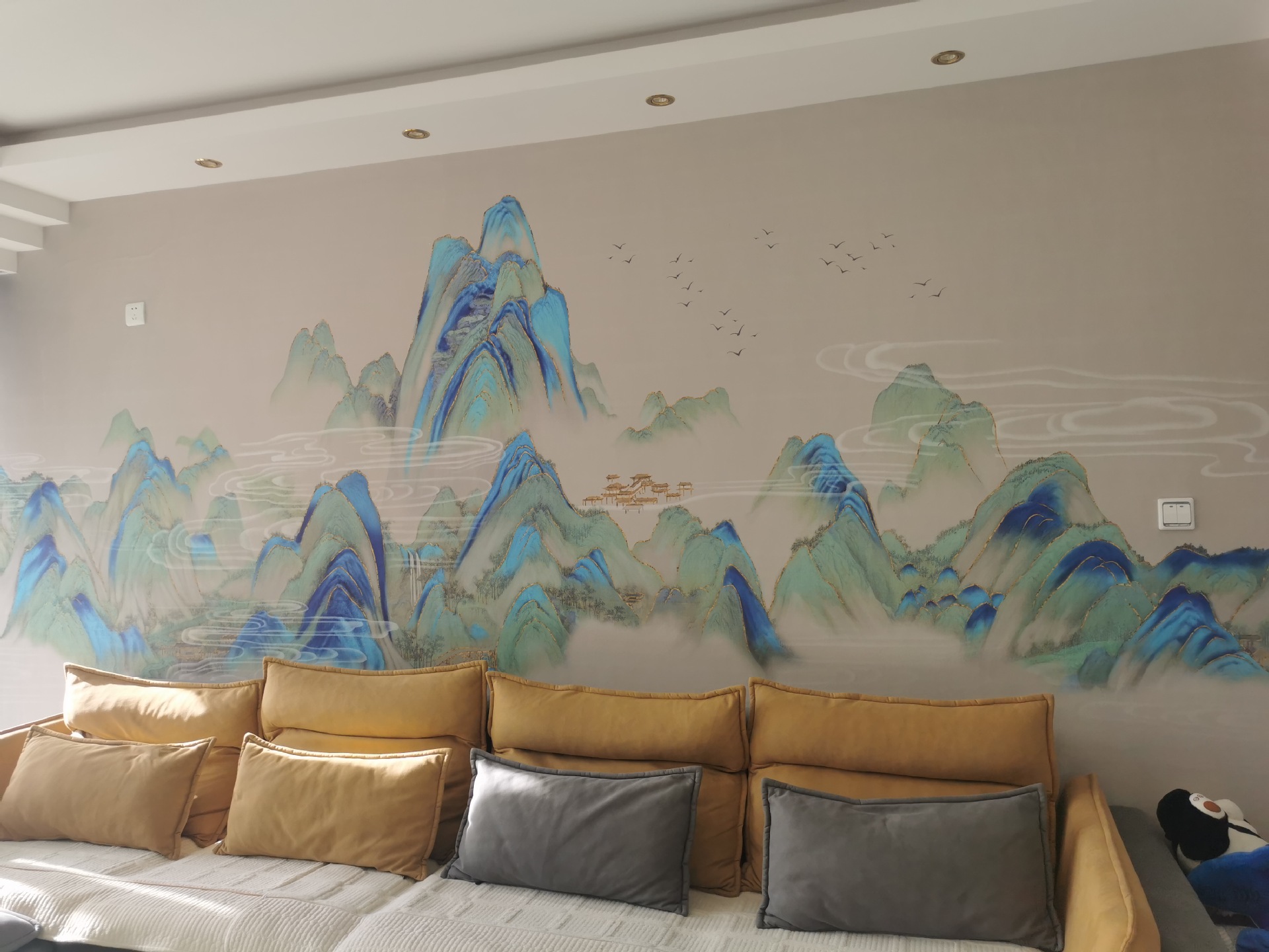 新中式背景墙千里