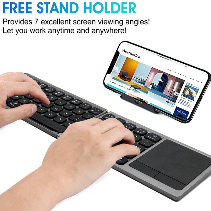 Cross-border wireless Bluetooth keyboard ultra-thin folding portable suitable for tablet computer universal rechargeable with touchpad