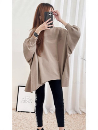 Dongdaemun New Dopamine Autumn Plus-Size Women's Loose Casual Slimming Tops Irregular Trendy Sweatshirts