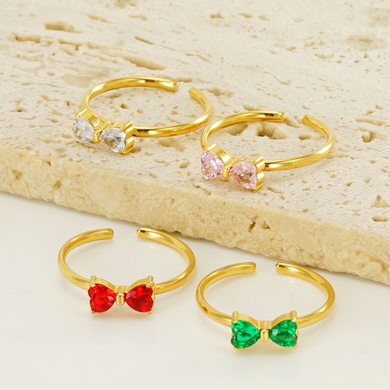 Estilo europeo y americano INS Acero inoxidable circón arco anillo moda femenina todo partido oro abierto Ajustable anillo femenino