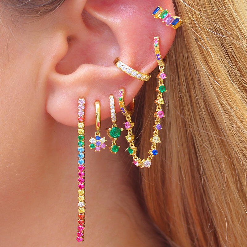 Drop Earrings Classification 1 Piece 925 Sterling Silver Zircon Geometric Drop Earrings