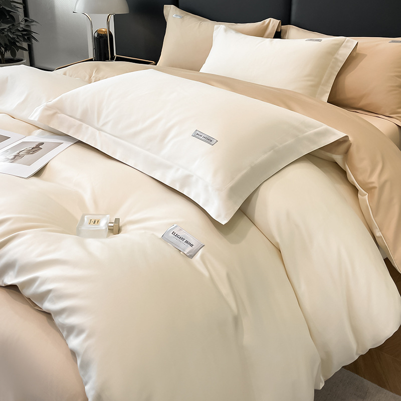 Juego de cuatro piezas de algodón de fibra larga, modelo nuevo 2024, 60 unidades, funda nórdica totalmente de algodón, estilo de sábana bajera individual, estilo de lujo ligero.