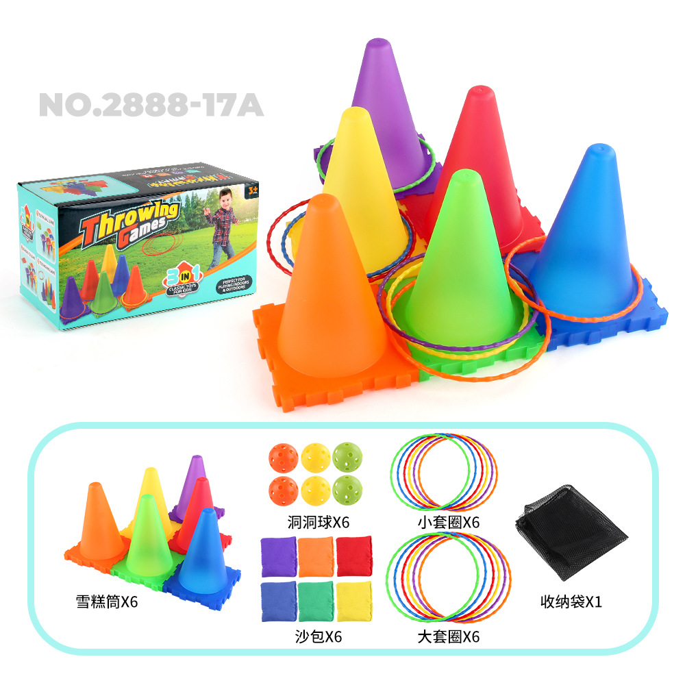 Juguete de lanzamiento casual para niños, anillo de anillo, anillo de tubo de helado luminoso de plástico, juego de sacos de arena de entrenamiento de integración sensorial al aire libre