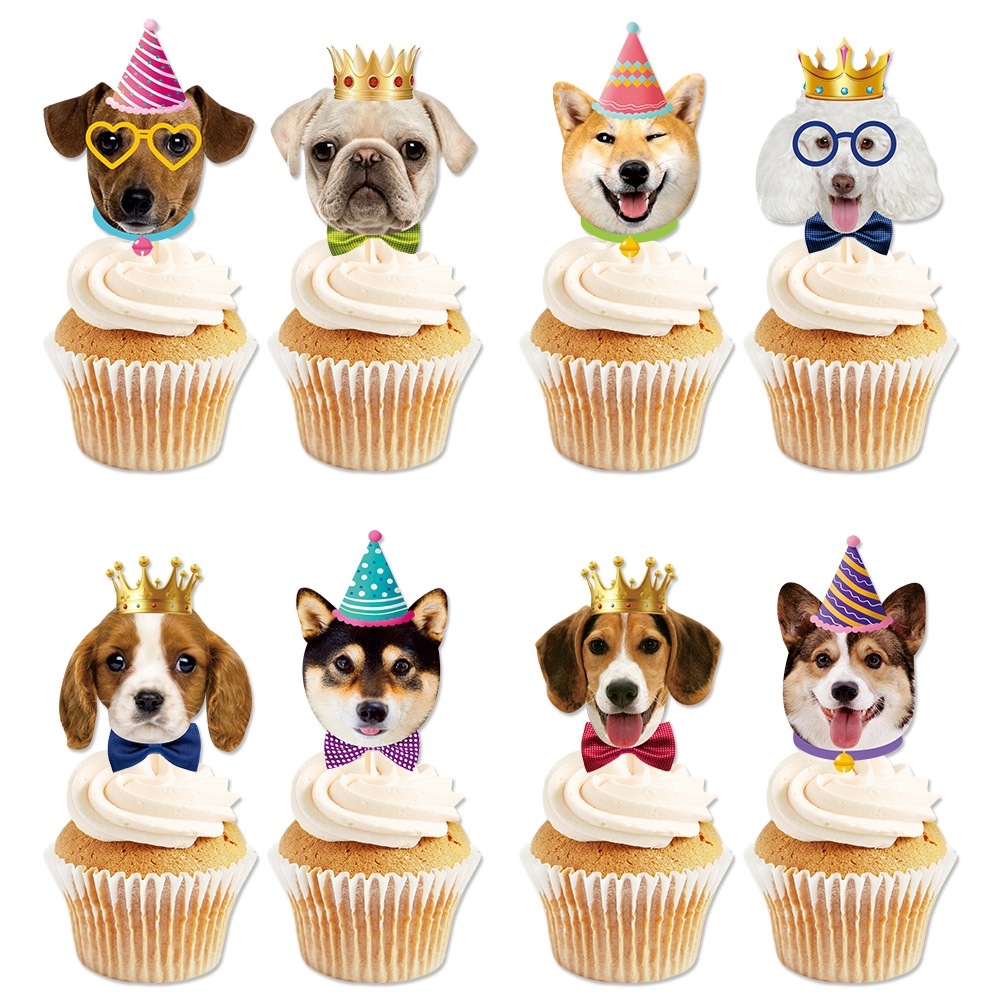 Nuevo producto Tema de perro mascota Fiesta de cumpleaños Decoración de pastel Decoración de cumpleaños Tarjeta de perro Plugin de postre