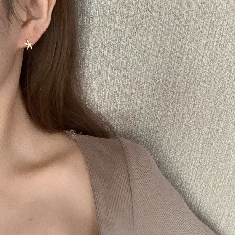 Women's Gender 1 Pair 925 Sterling Silver Zircon 925 Sterling Silver Earrings Starfish Ear Studs