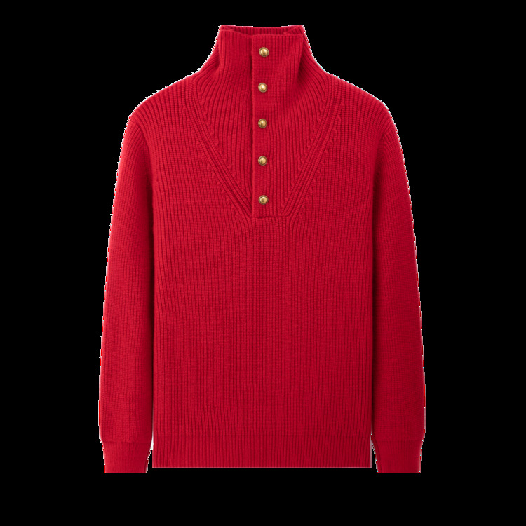 Suéter de punto para hombre, cuello alto con botones, color liso, nuevo modelo transfronterizo para otoño e invierno, cálido y sencillo, suéter básico de comercio exterior.