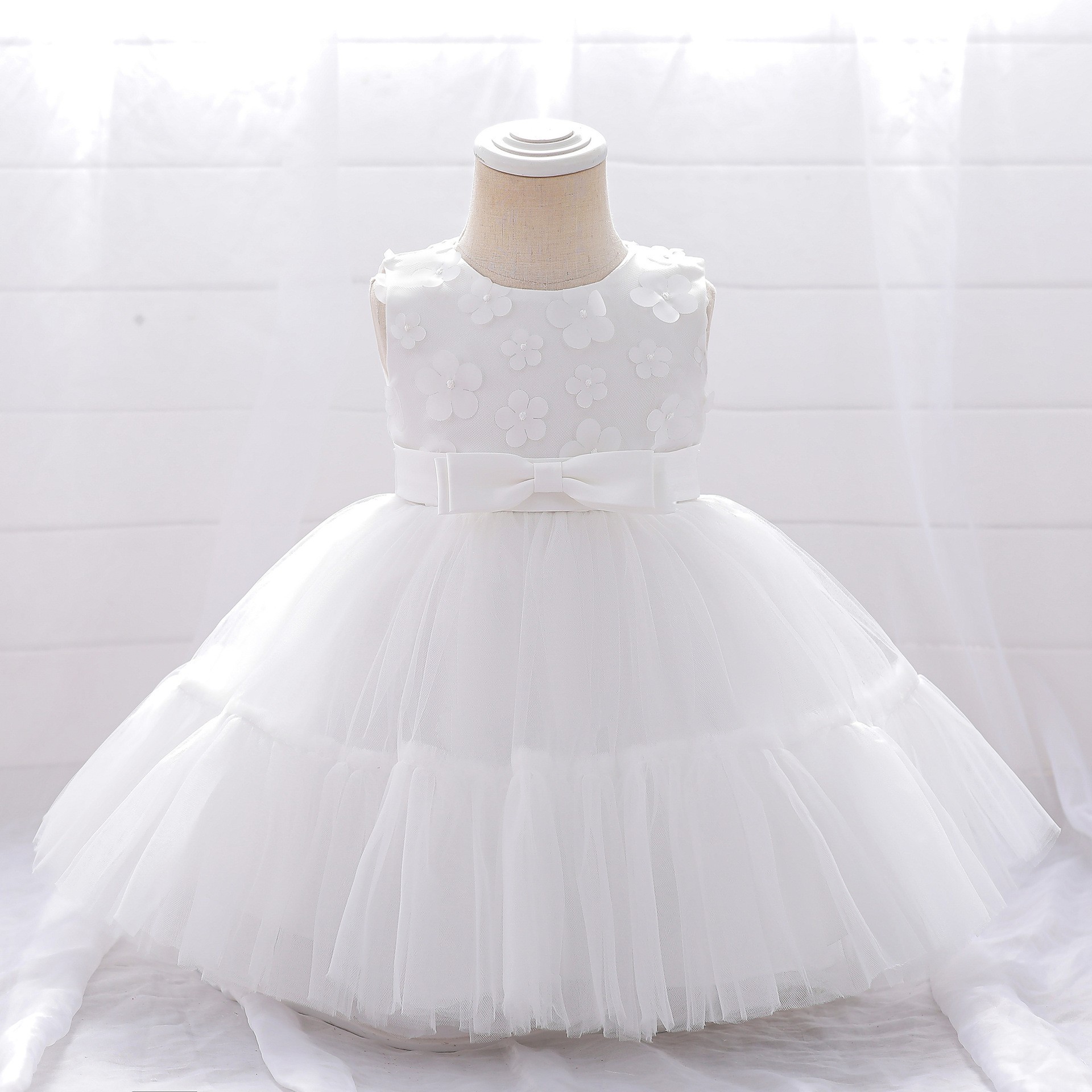 Transfronterizo nueva niña de las flores de la boda hilo esponjoso Niña princesa vestido de un año de edad del bebé banquete catch Week vestido