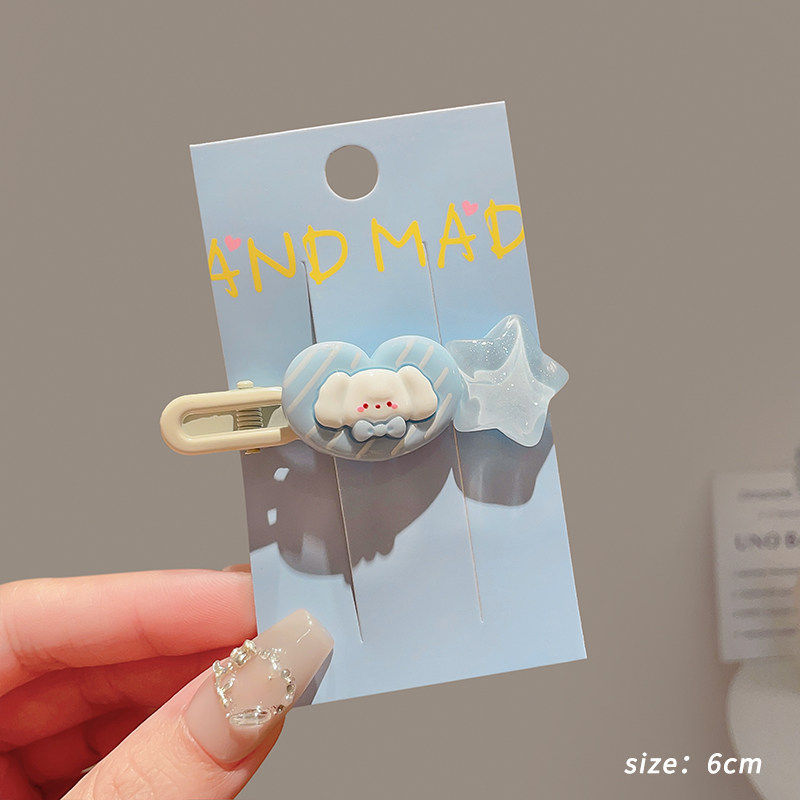 13# blue heart puppy alligator hair clip 6cm
