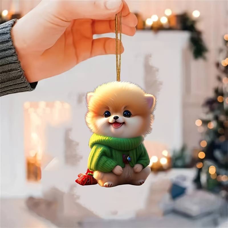 Nuevos productos de peluche lindo perro regalo colgante acrílico plano transfronterizo automóvil espejo retrovisor interior decoración colgante