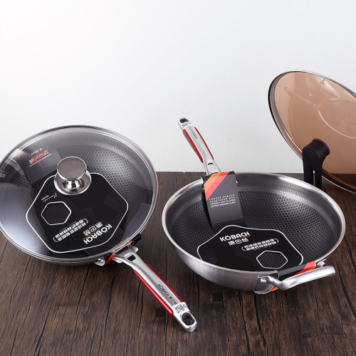 Konbach Hansa wok household 304 stainless steel honeycomb flagship store sixth generation non-stick induction cooker