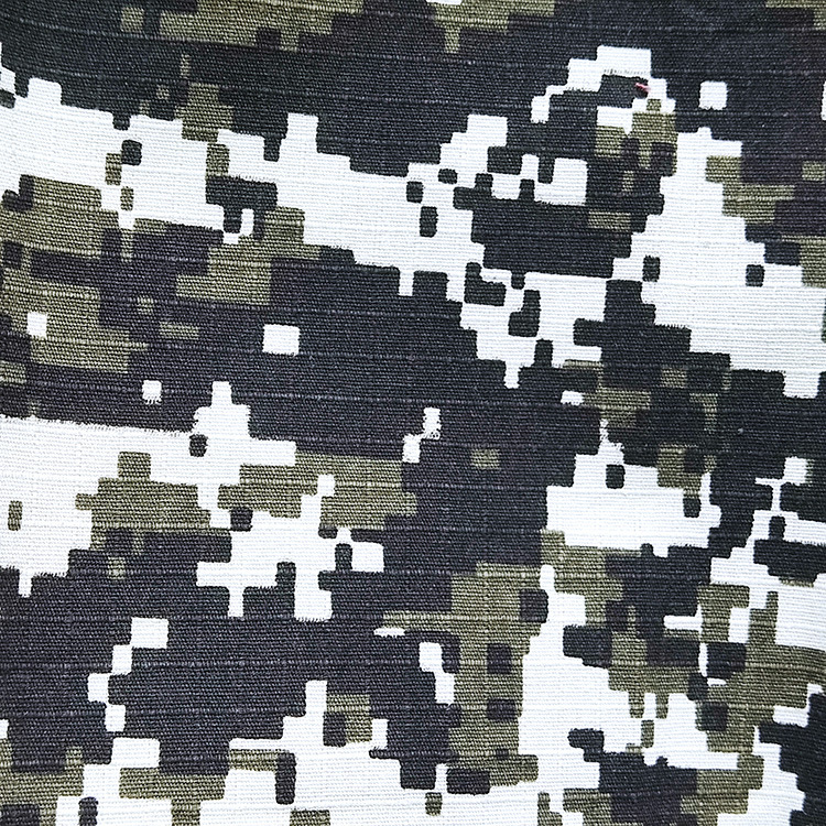Fabrica de algodón orgánico de Shaoxing uniformes tela de impresión de camuflaje