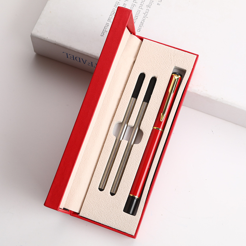 Bolígrafo de firma de metal rojo Guofeng caja de regalo de negocios conjunto de publicidad de alta calidad bolígrafo de impresión de logotipo bolígrafo neutro