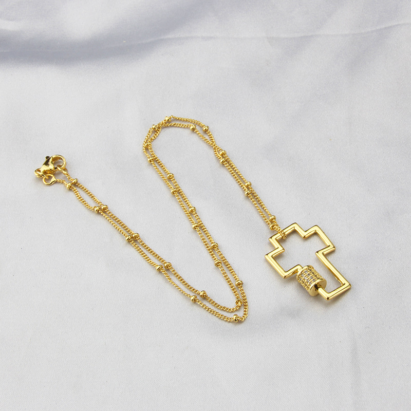 European and American cross copper gold-plated  necklace wholesale