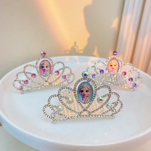 Princess Series Hair Comb, Crown, Shiny Water Diamond Hair Accessories, Hairpin, Ethereal and Charming, Teenage Ponytail Braided Hair Ornament