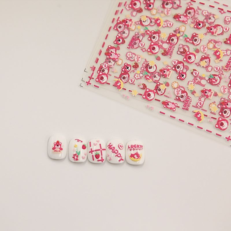 5D Strawberry Bear Nail Art Sticker 5