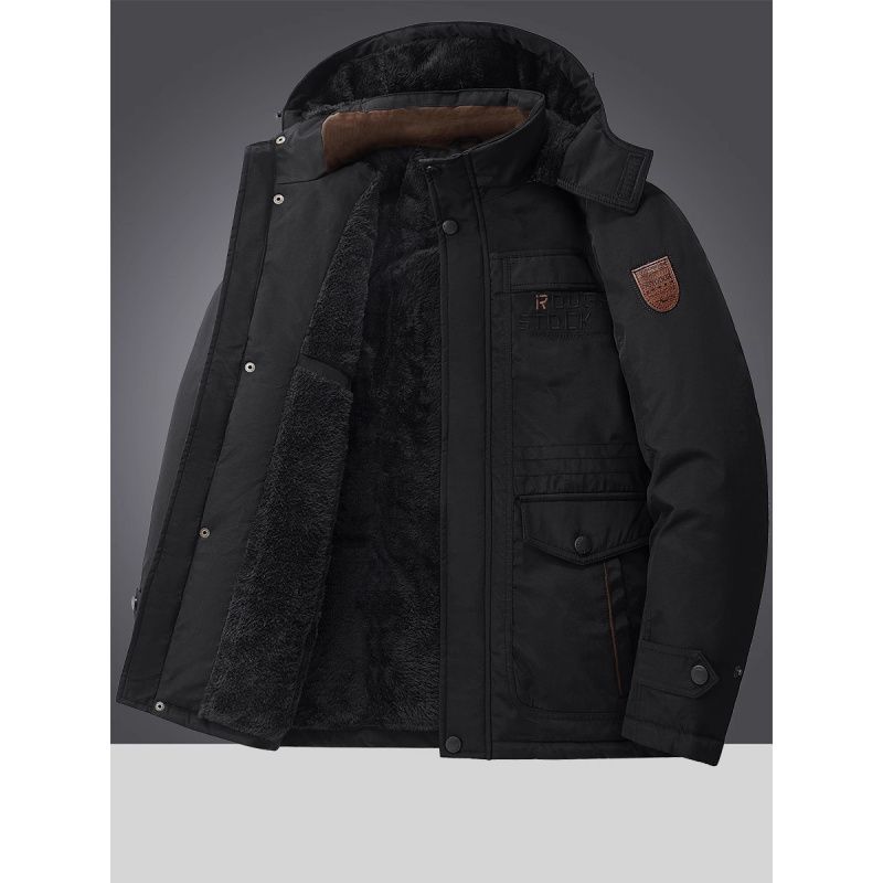 기모 두꺼운 충전 의류 남성용 겨울 중년 및 노인을위한 중간 길이의 코튼 패딩 의류 양고기 양털 면 패딩 재킷 초두께 코튼 패딩 재킷