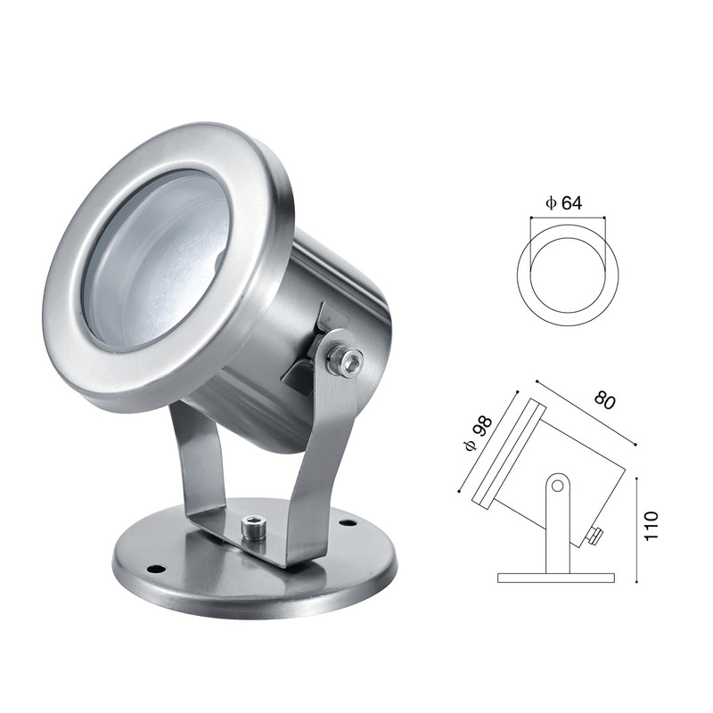 Underwater Light Stainless Steel Housing with Base, Water Feature Lighting Spotlight Housing Kit, Outdoor Waterproof Light Housing Accessories