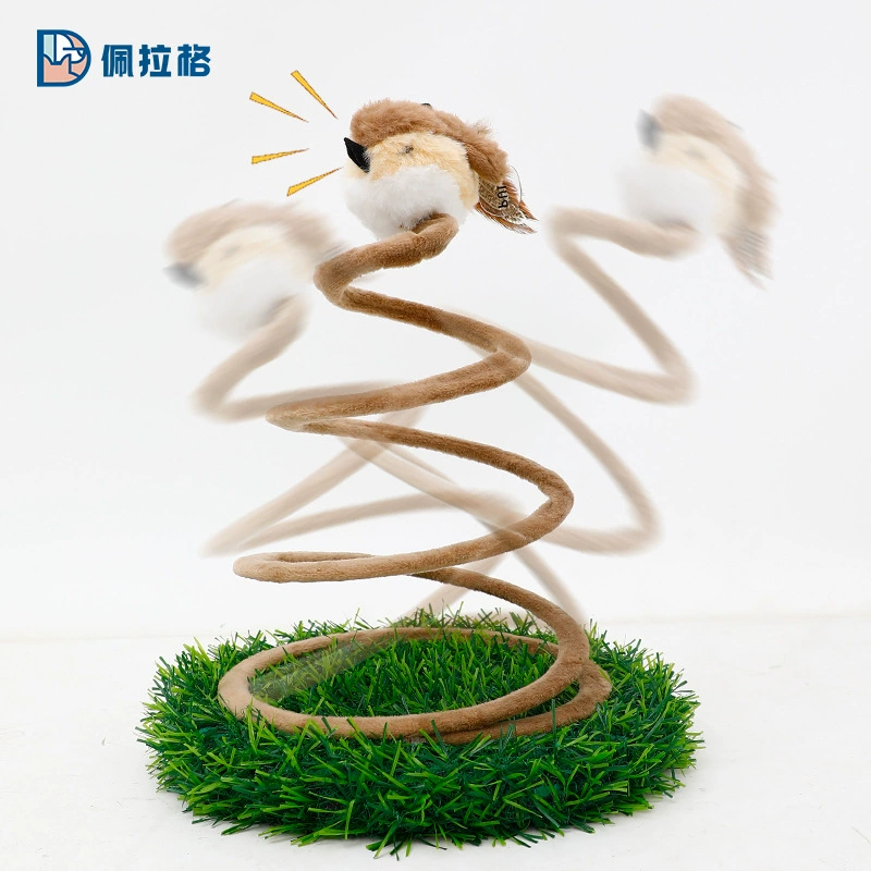 Кросс-бордерная плюшевая игрушка для кошек "Весенняя птичка" с пружинной стальной проволокой, доска для когтей, спиральный диск для снятия скуки и развлечения кошек