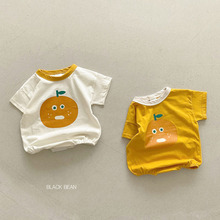 韩版女童婴幼儿水果哈衣ins新生儿宝宝水果印花三角爬服包屁衣
