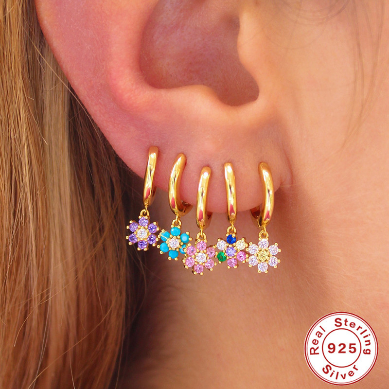 Women'S Gender 1 Piece 925 Sterling Silver Zircon Water Droplets Flower Drop Earrings