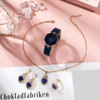 Fashionable set, quartz universal watch, Birthday gift, simple and elegant design, with gem