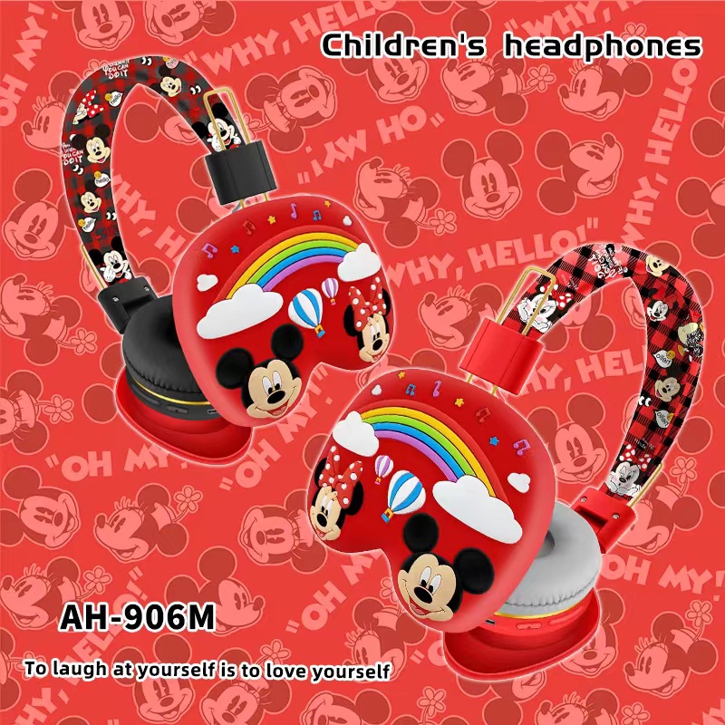 Micky Minnie auriculares para niños AH - 906M lindos auriculares de dibujos animados auriculares inalámbricos de música Bluetooth plegables