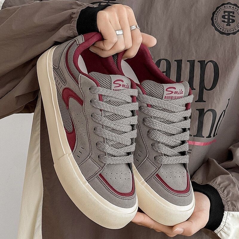 Men's Shoes with Niche Designs, Hong Kong Style Trendy Shoes, American Retro Men's Trendy Shoes, Color-Blocked Sneakers, Versatile Casual Shoes, New Spring and Autumn Styles