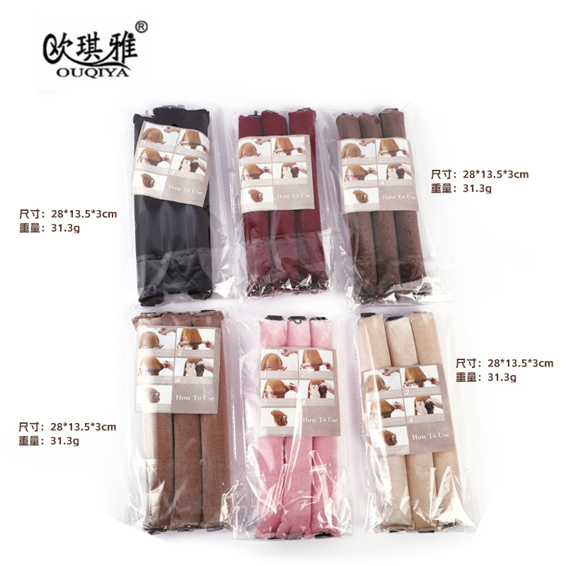 Korean Velvet Foam Thickened 3cm Hook Style Lazy Sleep Non-Heat Curling Iron Big Wave Curling Artifact