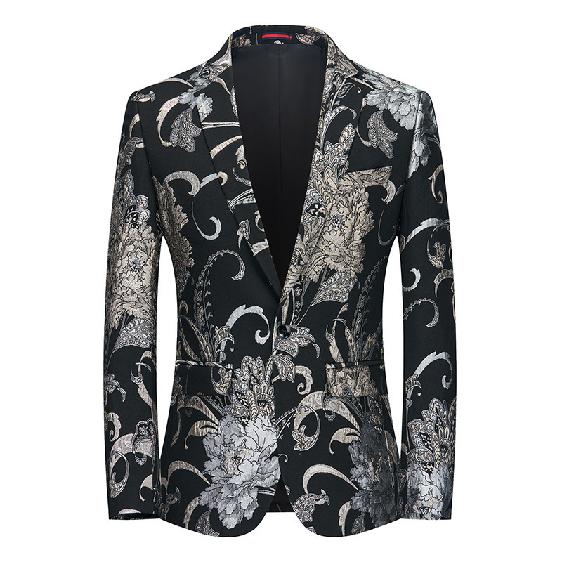 2026 Foreign Trade In-Stock Spring New Style Floral Men's Suit Jacket Casual Blazer Men's Formal Wear Stage Performance 2026 Foreign Trade In-Stock Spring New Style Floral Men's Suit Jacket Casual Blazer Men's Formal Wear Stage Performance